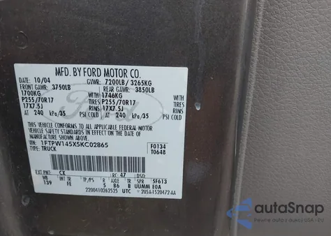 2005 Ford F150 Fx4/Lariat/Xlt из США, поврежденный, VIN 1FTPW145X5KC02865